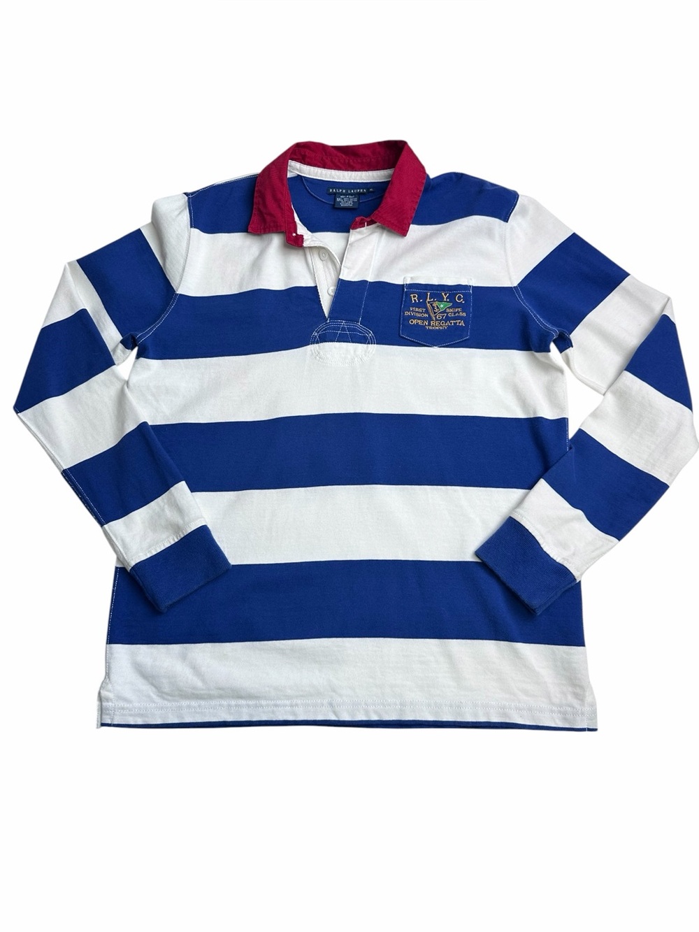 Vintage Women’s Polo Ralph Lauren Nautical Rugby Shirt Size Large Slim Fit - Picture 4 of 16